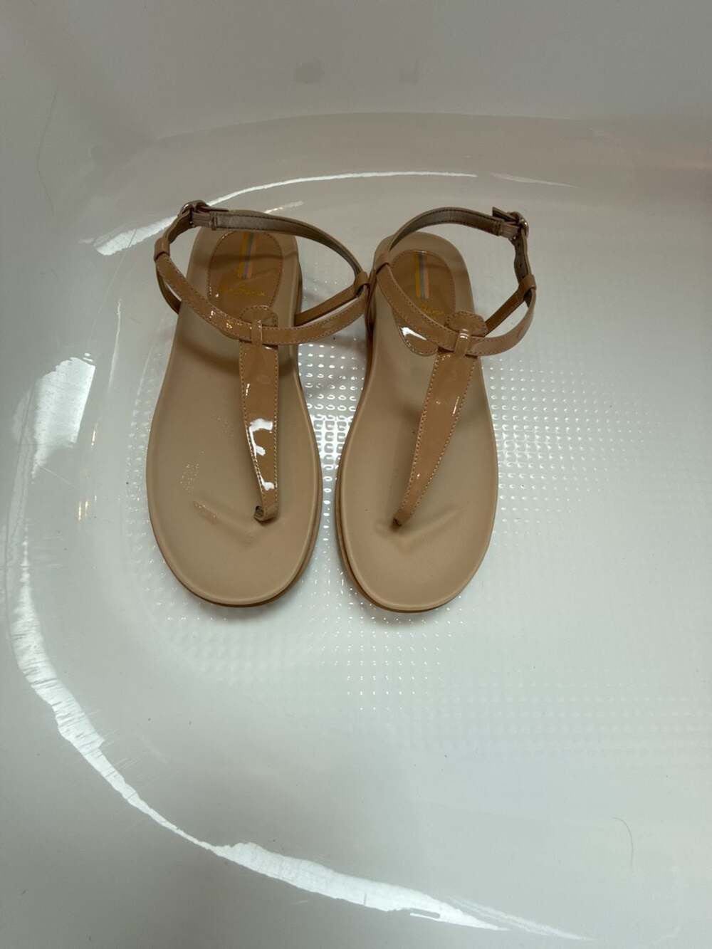 Sam Edelman Strappy Nude Flat Sandals Size 8.5, Worn Once In Box.